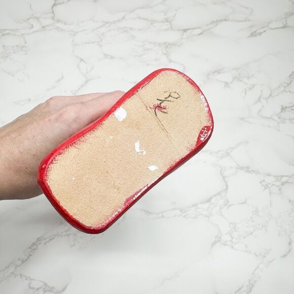 Vintage Handmade Stocking Mouse Candy Cane Wooden Sculpture Figurine Mistletoe - Picture 8 of 8